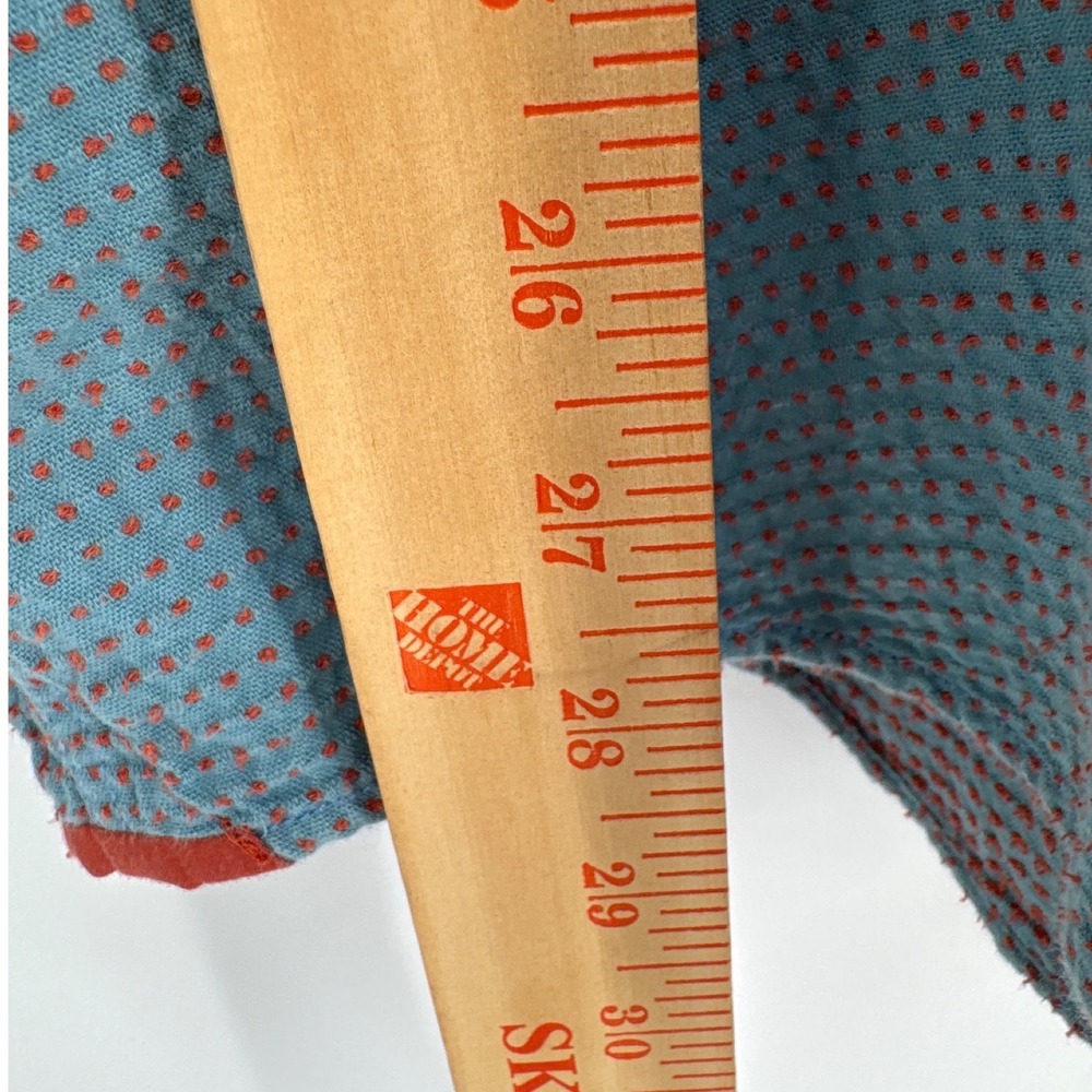 32 Bar Blues Shirt Mens XXL Blue Red Textured Waffle Knit Short Sleeve Button Up - Picture 6 of 7